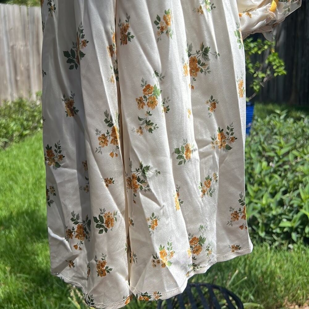 New Reformation Erdem Silk Floral Ruffled Dress Butter yellow - Picture 14 of 14